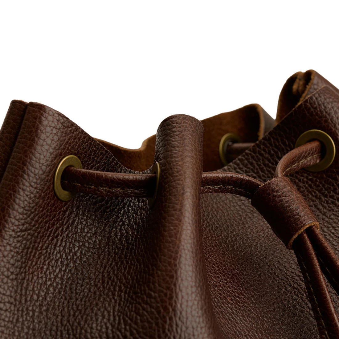 Grain Leather Drawstring Adjustable Crossbody Bucket Bag