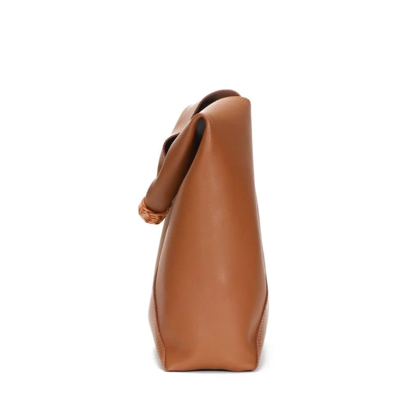 Woven Handle Vegan Leather Bindle Bag