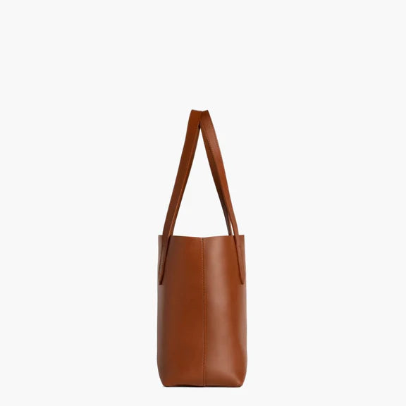 Minimalist Smooth Leather Open Top Daily Shoulder Tote Bag