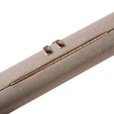 Textured Fabric Geometric Metal Frame Formal Evening Clutch Bag