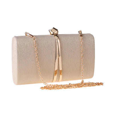 Textured Fabric Geometric Metal Frame Formal Evening Clutch Bag
