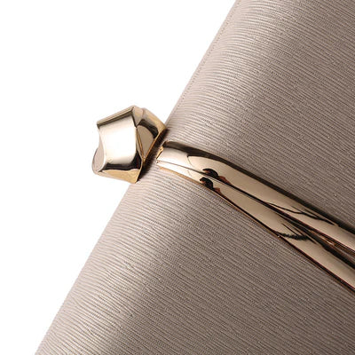 Textured Fabric Geometric Metal Frame Formal Evening Clutch Bag