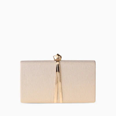 Textured Fabric Geometric Metal Frame Formal Evening Clutch Bag