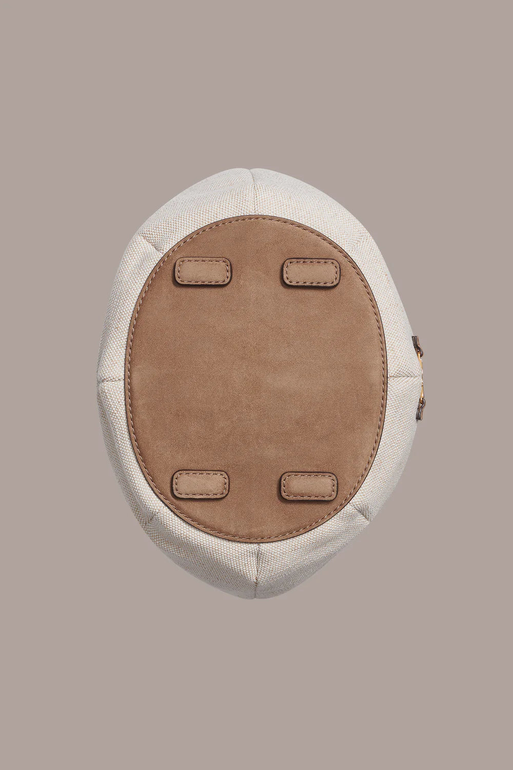 Canvas Suede Charm Bucket Crossbody Bag