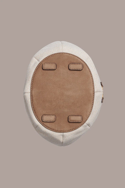 Canvas Suede Charm Bucket Crossbody Bag