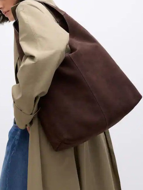 Genuine Suede Slouchy Bindle Shoulder Tote