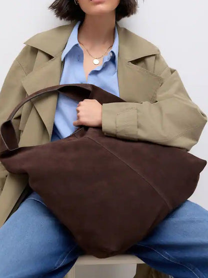 Genuine Suede Slouchy Bindle Shoulder Tote