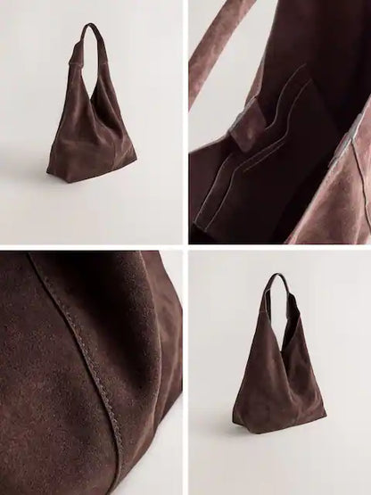 Genuine Suede Slouchy Bindle Shoulder Tote