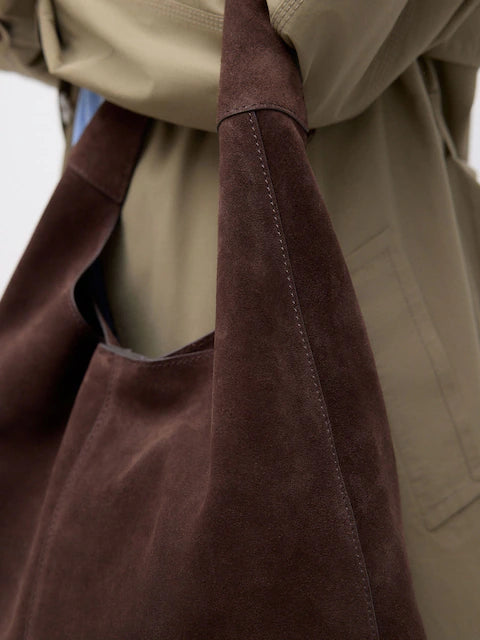 Genuine Suede Slouchy Bindle Shoulder Tote
