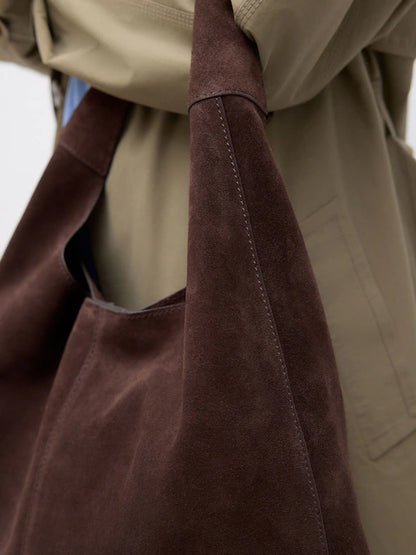 Genuine Suede Slouchy Bindle Shoulder Tote