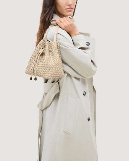 Hand Woven Drawstring Bucket Adjustable Crossbody Bag