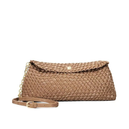 Hand Woven Fold Flap Convertible Clutch Crossbody Bag