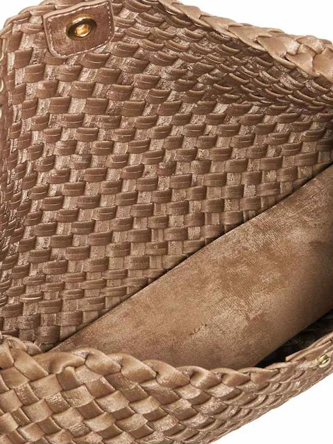 Hand Woven Fold Flap Convertible Clutch Crossbody Bag