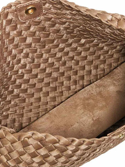 Hand Woven Fold Flap Convertible Clutch Crossbody Bag