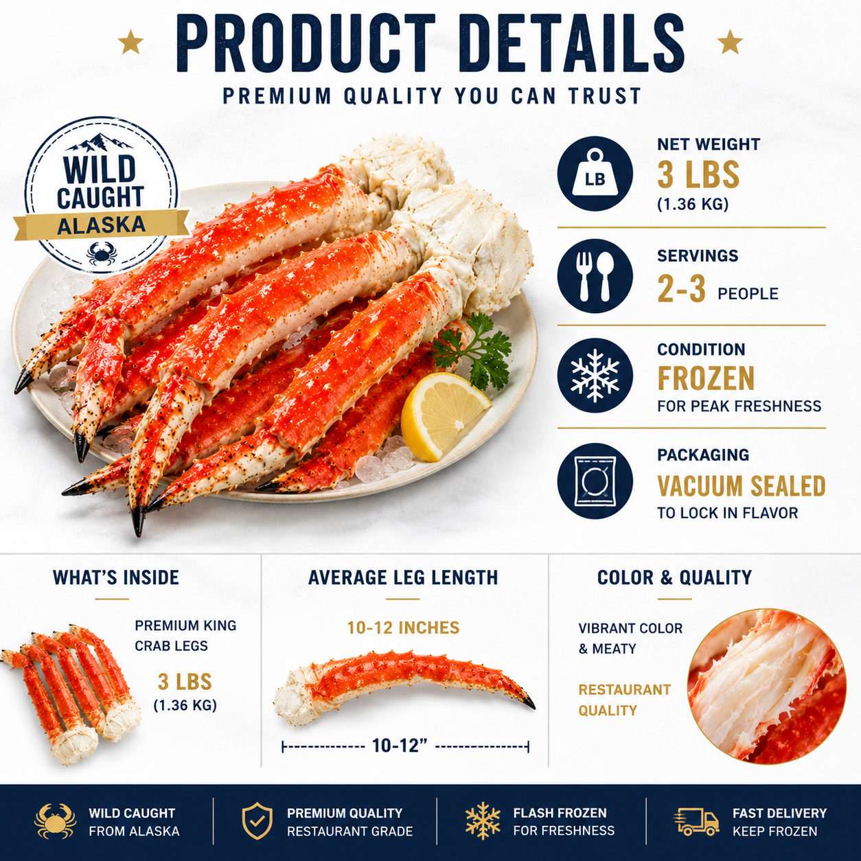 Wild Caught Alaskan King Crab Legs – Colossal Size | Flash Frozen Premium Seafood