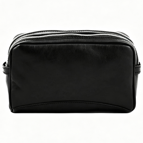 Full Grain Leather Dual Zip Travel Organizer Bag