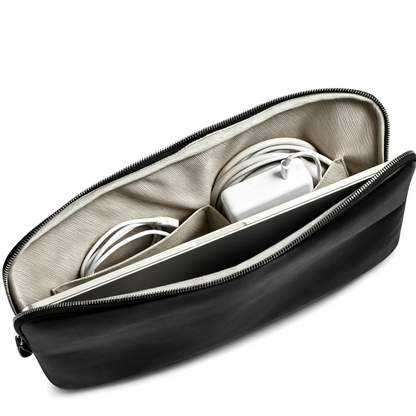 Genuine Leather 15 Inch Laptop Tech Organizer Sleeve