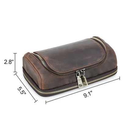 Vintage Crazy Horse Leather Tech Organizer Wrist Pouch