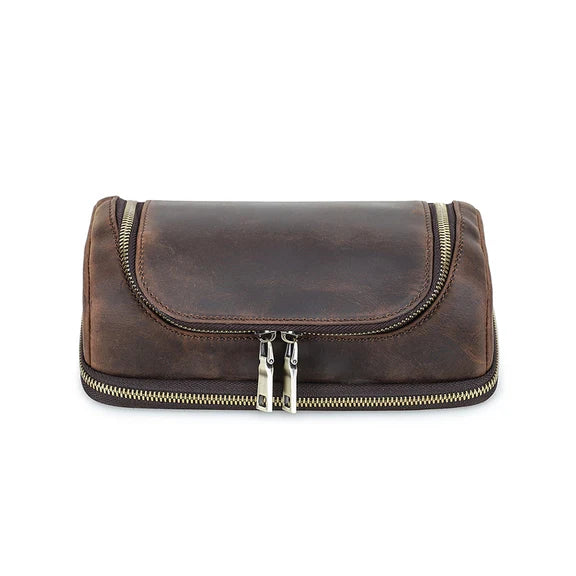 Vintage Crazy Horse Leather Tech Organizer Wrist Pouch