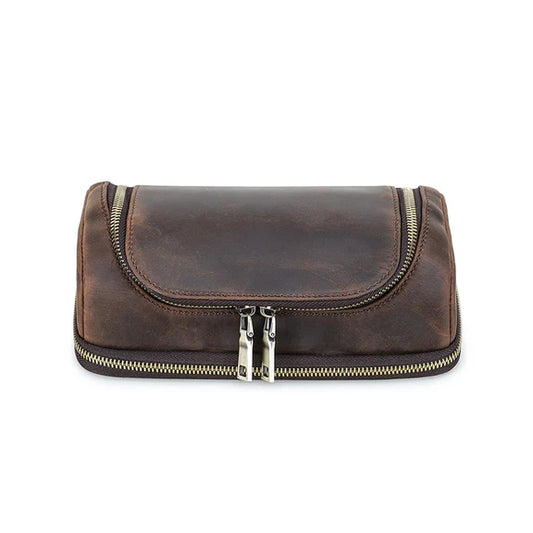 Vintage Crazy Horse Leather Tech Organizer Wrist Pouch