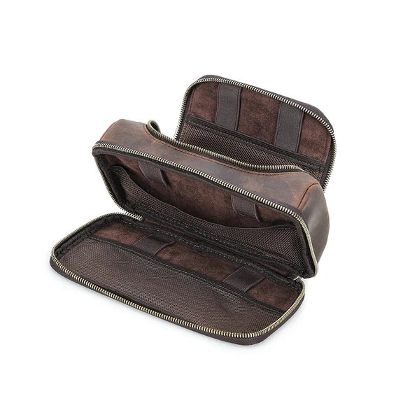 Vintage Crazy Horse Leather Tech Organizer Wrist Pouch